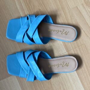 Matisse Blue Woven Slide Mules Leather Sandals Size 6M